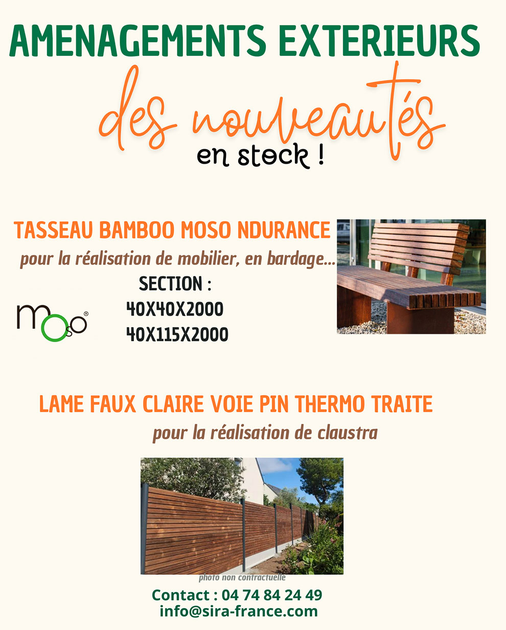 Tasseaux bambou et lames de bois SIRA